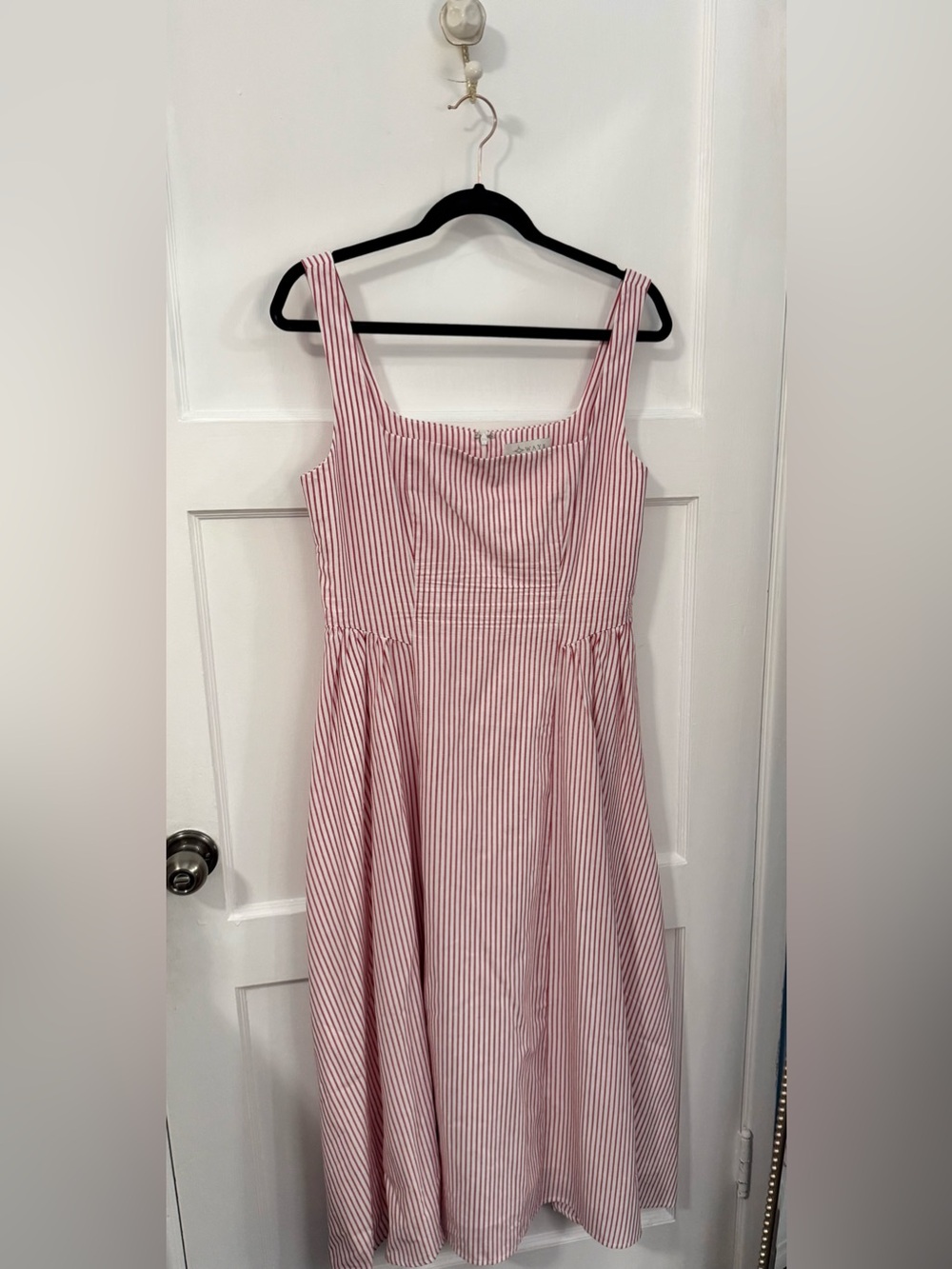 Red and White Vertical Stripe Dress